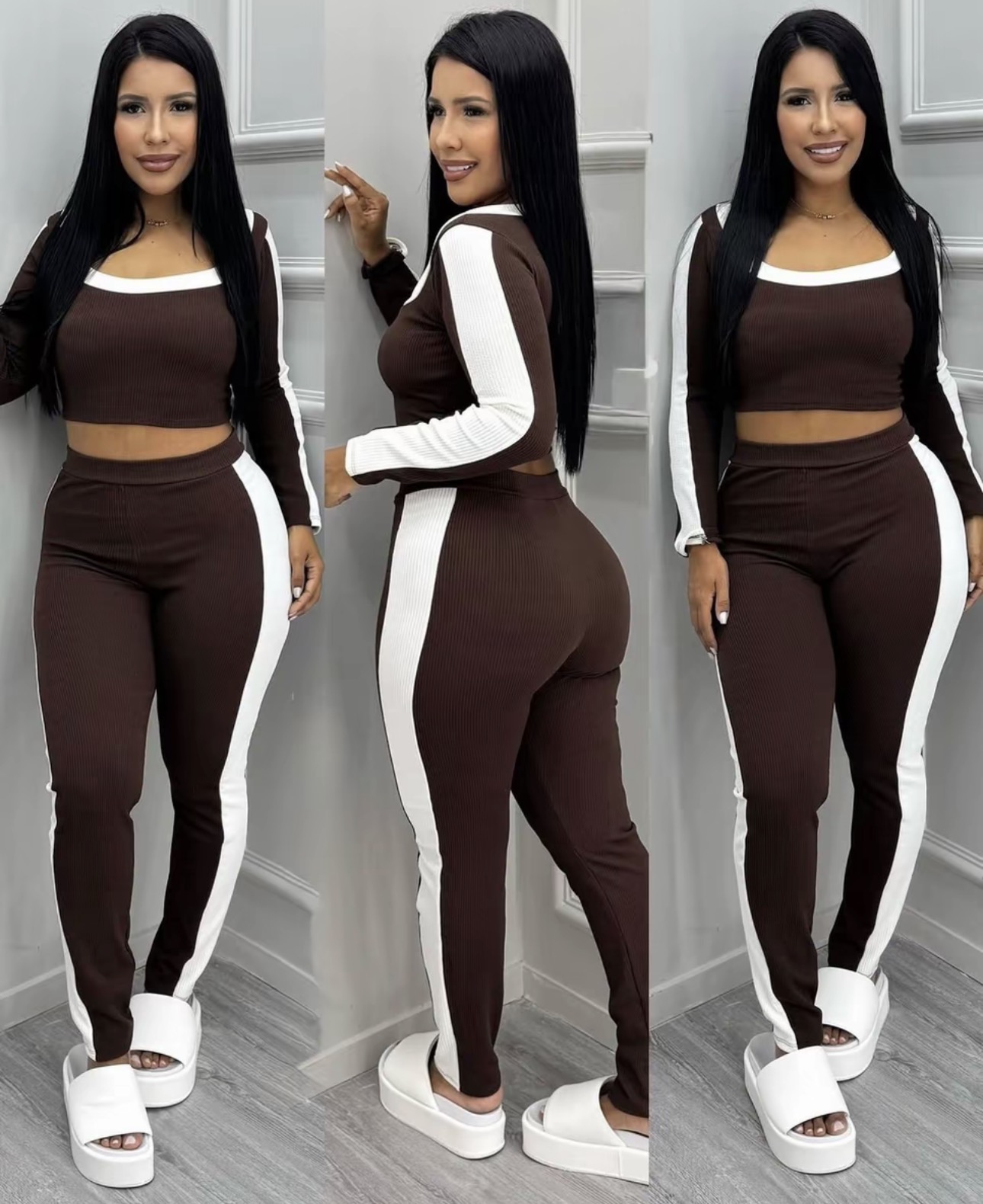 Conjunto Feminino Manga Longa + Calça Legging – Moda Casual, Confortável e Estiloso - 3